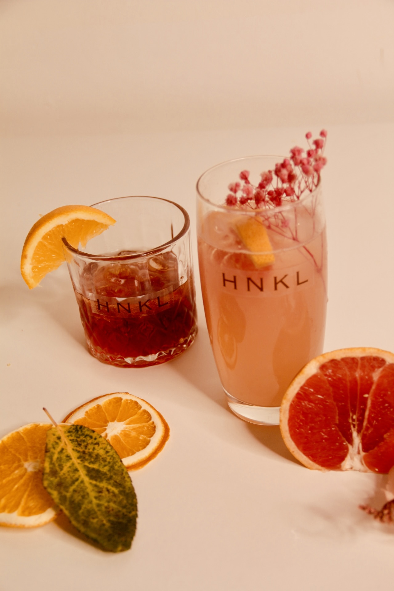 HNKL cocktails with citrus
